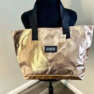 PINK Victoria's Secret Mettalic Gold Tote